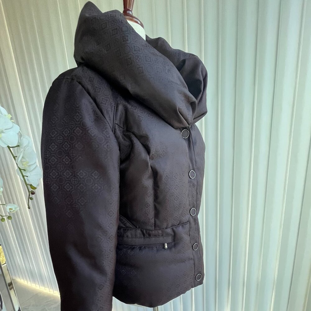 LAUNDRY by Shelli Segal Puffer Jacket - Size S | Oversized Collar | Espresso